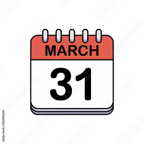 Calendar icon displays the final day of March, thirty-first, signifying monthly closure.