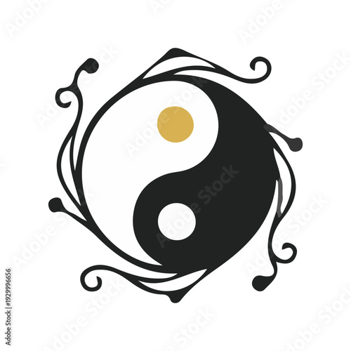 Yin Yang Symbol with Ornate Frame