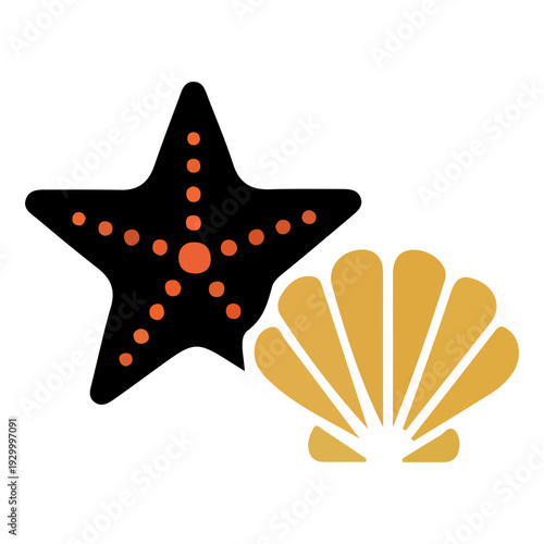 Starfish and Seashell Icon