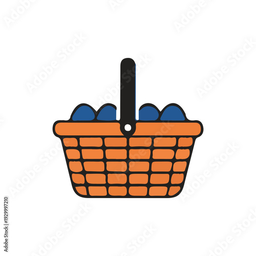 Blueberries in Wicker Basket Icon