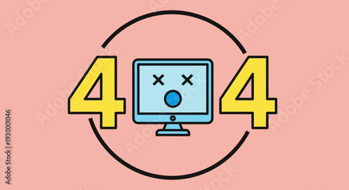 Camping illustration with 404 error message in a circular frame, featuring tents and trees at dusk