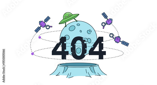 Camping illustration with 404 error message in a circular frame, featuring tents and trees at dusk