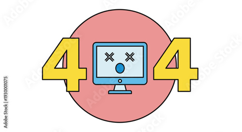 Camping illustration with 404 error message in a circular frame, featuring tents and trees at dusk