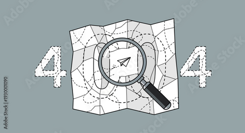 Camping illustration with 404 error message in a circular frame, featuring tents and trees at dusk