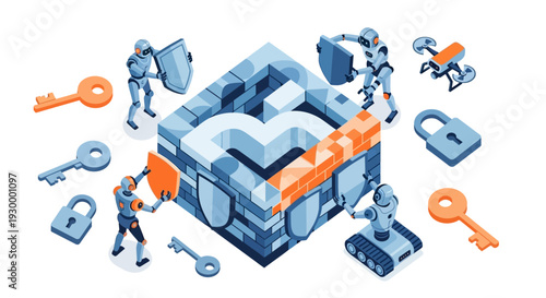 Camping illustration with 404 error message in a circular frame, featuring tents and trees at dusk