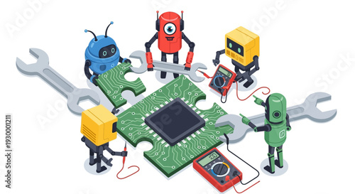 Camping illustration with 404 error message in a circular frame, featuring tents and trees at dusk