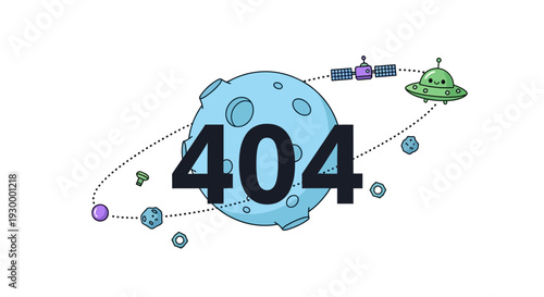 Camping illustration with 404 error message in a circular frame, featuring tents and trees at dusk