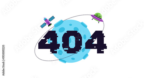 Camping illustration with 404 error message in a circular frame, featuring tents and trees at dusk