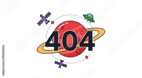 Camping illustration with 404 error message in a circular frame, featuring tents and trees at dusk