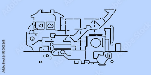 Cube dog stencil black, vector illustration. technoogy