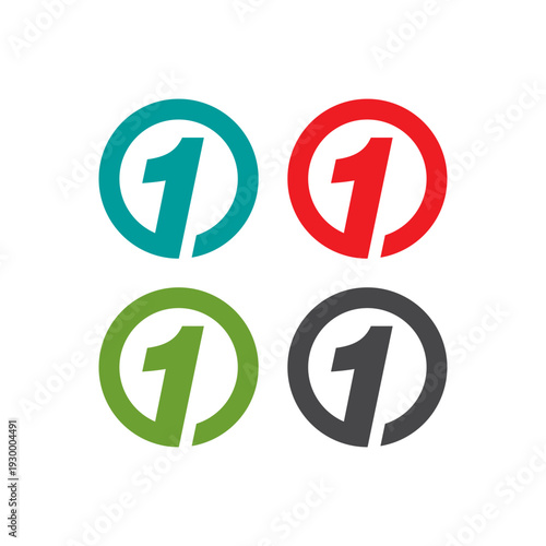 Four Number One Logos in Circles