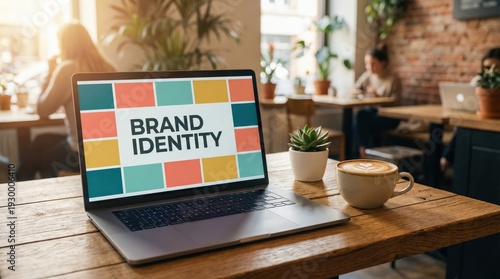 personal branding startups brand identity concept. Laptop displaying 