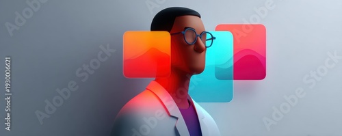 Medical ai assistant projecting patient metrics in futuristic healthcare environment