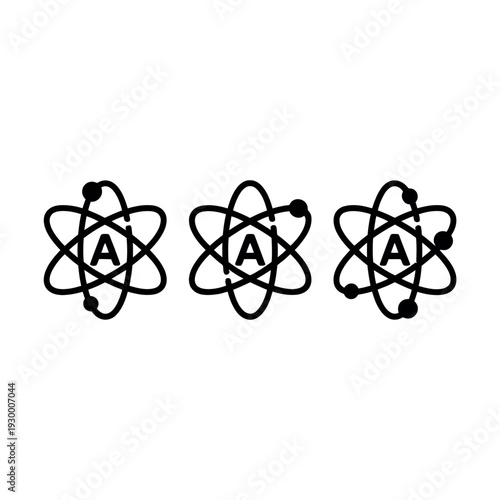 Atomic structure icons featuring the letter A illustrate fundamental concepts in chemistry and physics.