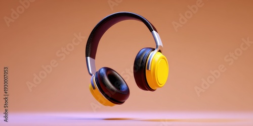 Headphones floating in soft light studio setting high-quality image modern concept