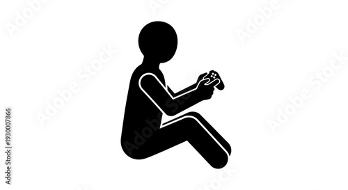 Silhouette of a person sitting and holding a game controller.