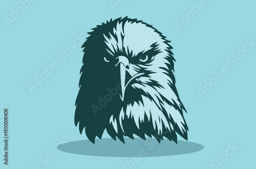 a beautiful and pretty illustration of a gallant eagle head with a blue background