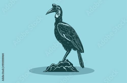 red beak bird beautiful and pretty illustration with blue background