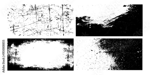Set of Black and white grunge. Distress overlay texture.Surface dust and rough dirty wall background concept. Distress illustration simply place over object to create grunge effect. Vector EPS10.