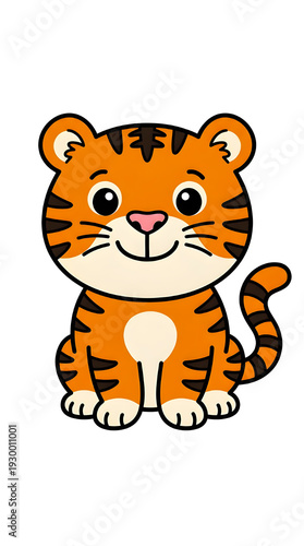 Cute Baby Tiger Vector, Adorable Little Tiger Character Illustration