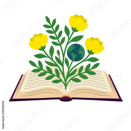 Blooming book and earth for Give to Gain education and knowledge