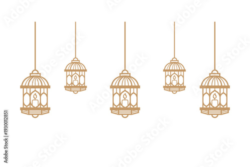 Gold lantern ramadan decoration.Vector illustration