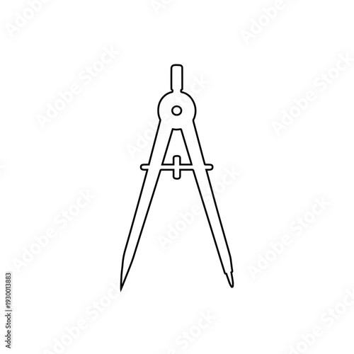 drawing compass outline geometry measuring tool isolated on white background