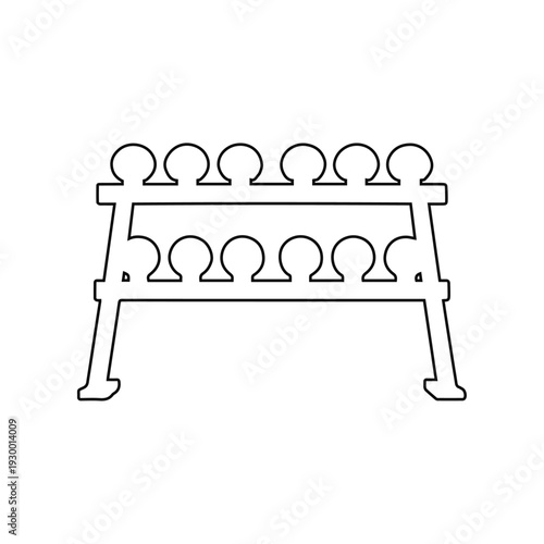 dumbbell rack icon outline gym weight storage fitness equipment for training and bodybuilding illustration