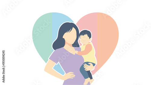 Mother and Child Love Heart Illustration