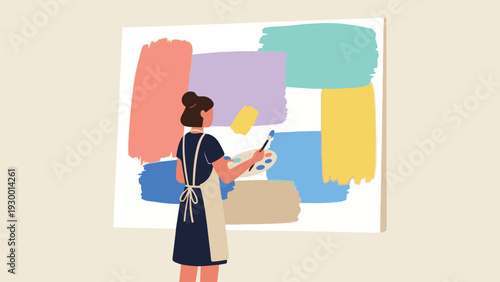 Woman creating colorful abstract art