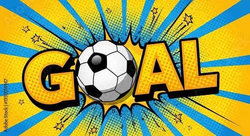 Exciting Soccer Goal Celebration with Pop Art Style and Burst Background