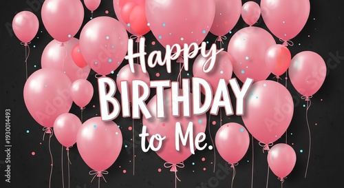 Happy Birthday to Me - Pink Balloons and Confetti Celebration