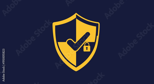 Robust Digital Security Shield with Verified Checkmark and Padlock Icon for Online Data Protection and Cyber Safety Assurance
