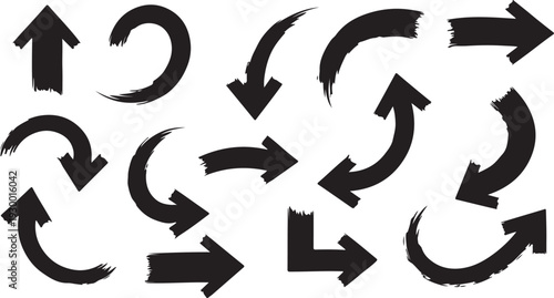 Elegant arrows set for business plan, presentation and education. Sign, Symbol, Hand drawn arrow collection
