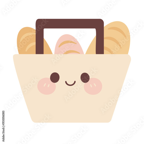 Kawaii Bread Basket Illustration
