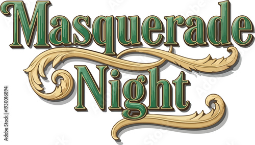 Masquerade Night Vintage Typography Lettering for Event Invitation