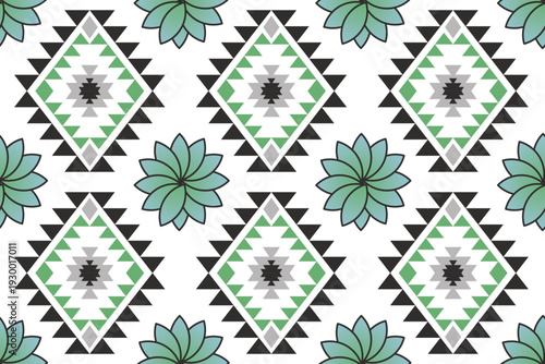 Geometric ethnic oriental pattern concept inspired by cross stitch motifs reflecting cultural harmony and symmetry, detailed vector pattern design for textile, fabric, batik, clothing, and wallpaper