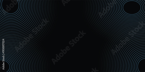 Blue abstract background with glowing circles. Swirl circular lines pattern. Geometric spiral. Twirl element. Modern graphic design