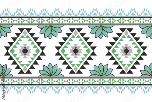 Geometric ethnic oriental pattern concept inspired by cross stitch motifs reflecting cultural harmony and symmetry, detailed vector pattern design for textile, fabric, batik, clothing, and wallpaper