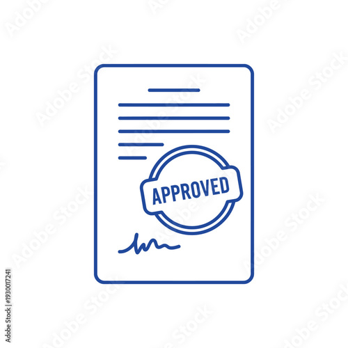 Approved Document Stamp on Paper with Signature.