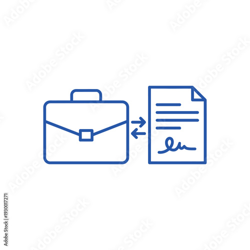 Business Contract Agreement and Briefcase Icon.