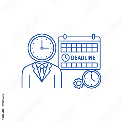 Business man with clock head and deadline calendar concept.