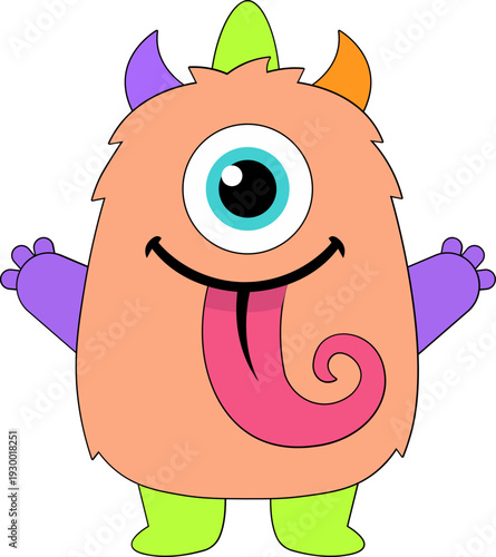 Cute One-Eyed Cartoon Monster