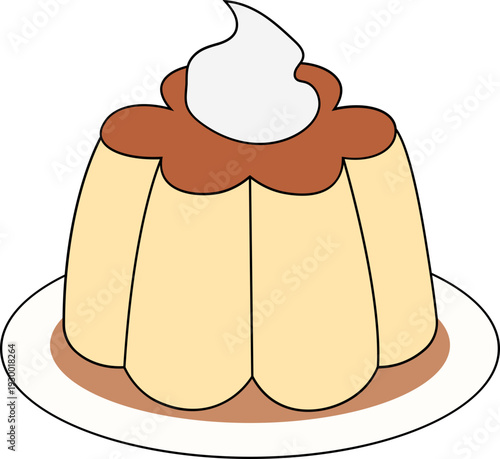 Flan Dessert with Whipped Cream