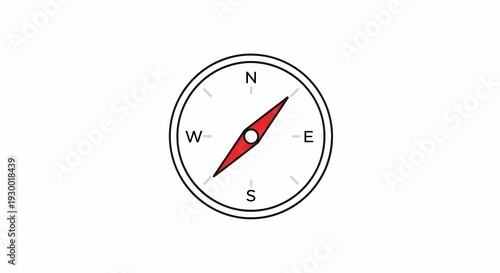 Free Download Simple compass pointing north on white background - GFXLoad