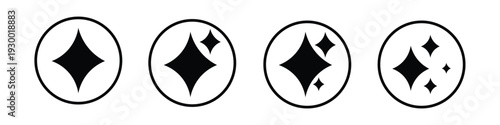 Outline sparkle icon set for modern UI UX design, shining star magic effect symbol collection, clean minimal glitter line art decoration elements