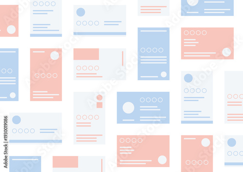 青とピンクの名刺がきれいに並んでいる背景透過のイラスト