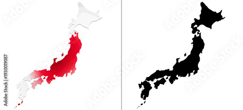 Geographical comparison of japanese prefectures and regions with distinct color highlights