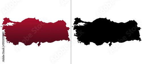 Comparison of turkish national flag with different color variations of the map shape