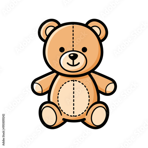 Cute cartoon teddy bear with stitched design for nursery decor